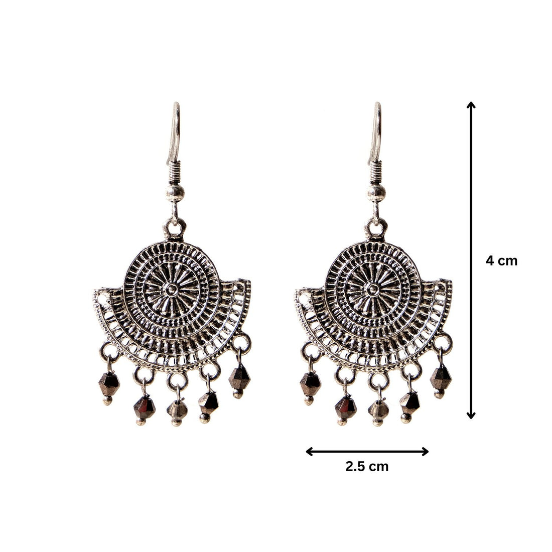 Silver Circular Beads Hook Earrings