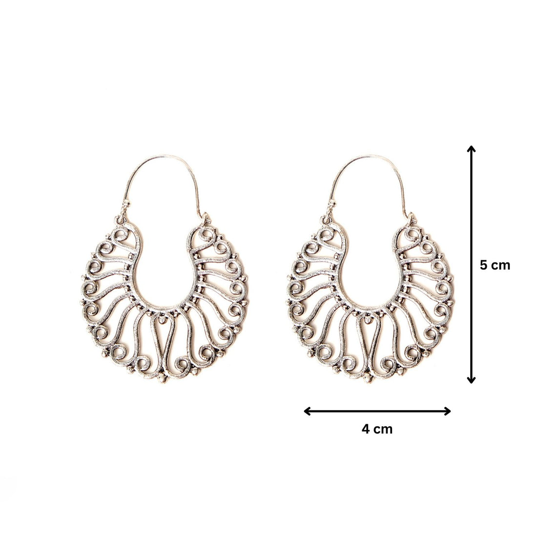 Silver Pattern Hoop Earrings