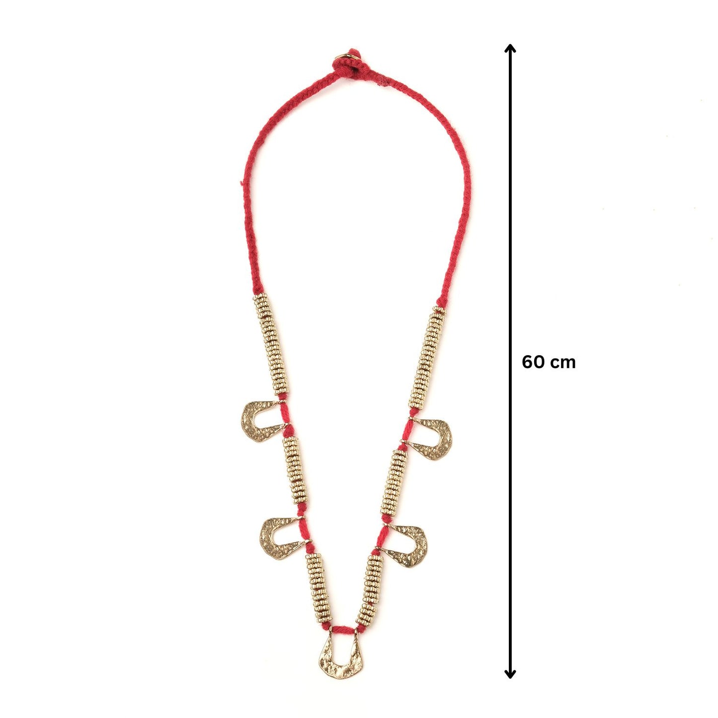 Radiant Red Thread Metal Necklace