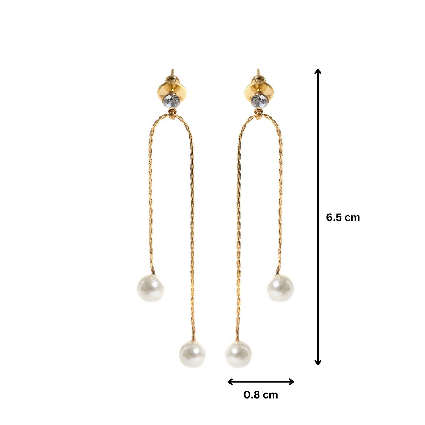 Double Chain Pearl Drop Earrings