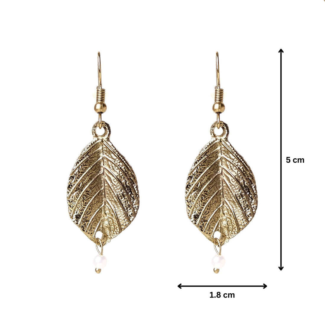 Vintage Leaf Charm Hook Earrings