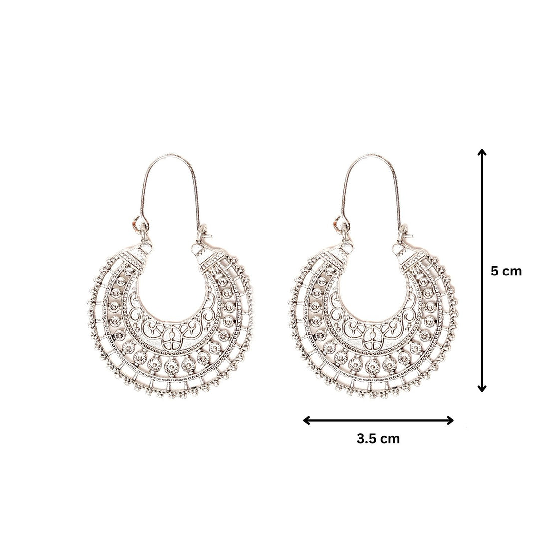 Silver Carved Hoop Earrings