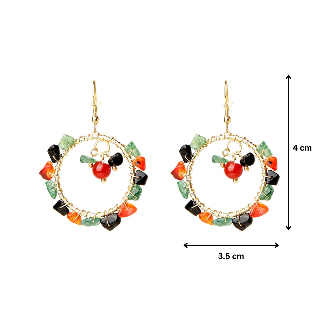 Uncut Semi-Precious Circular Earrings