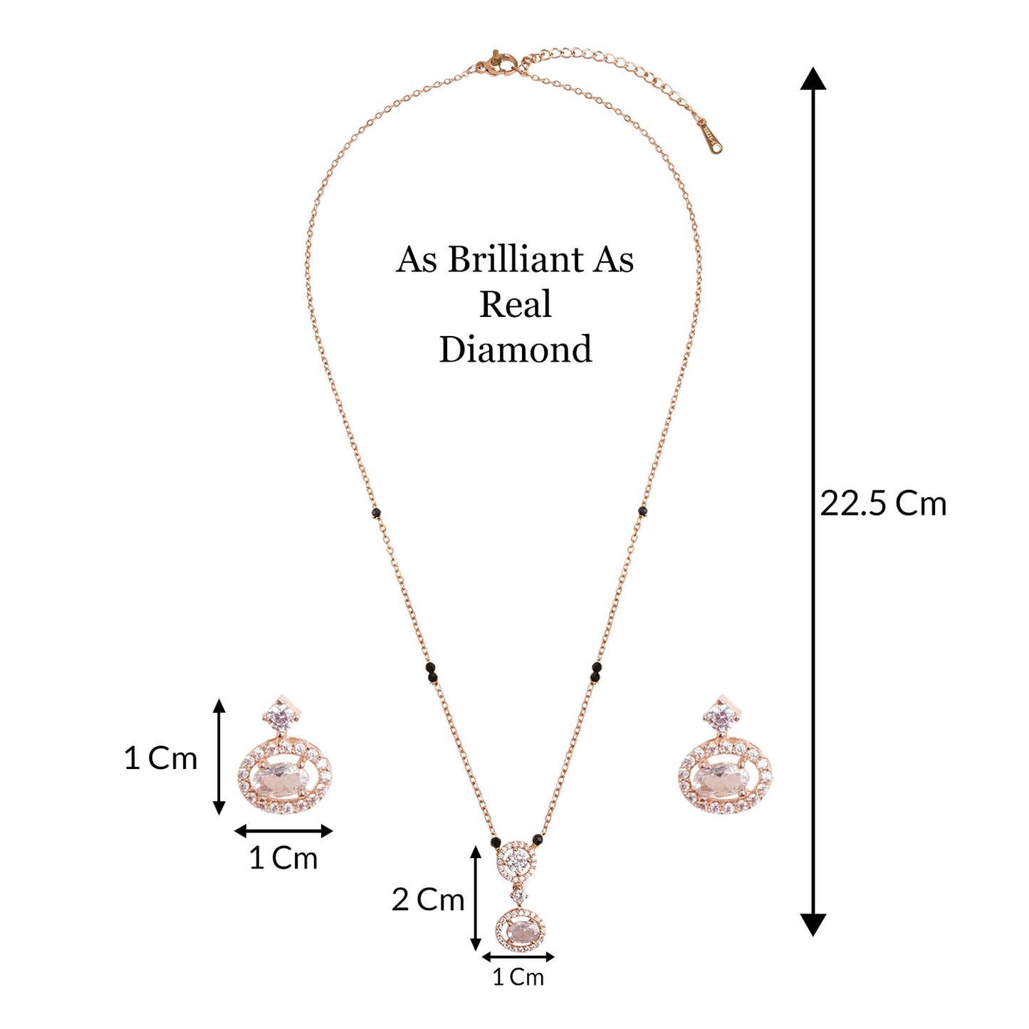 Dual Round American Diamond Mangalsutra with Earrings