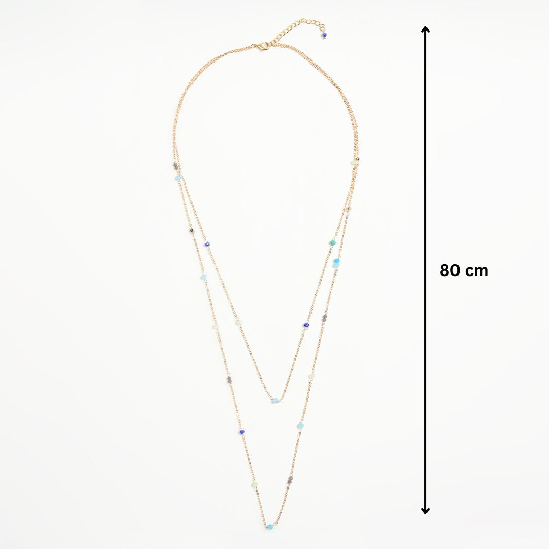 Semi Precious Stones Multi 2 Layer Stone Necklace