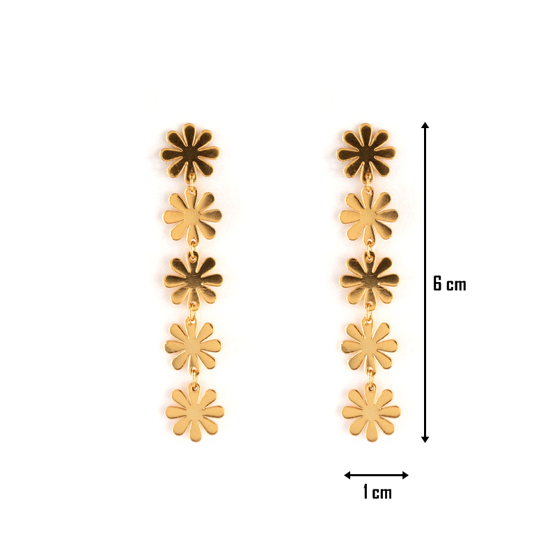 18k Gold Plated Delicate Flower String Earrings