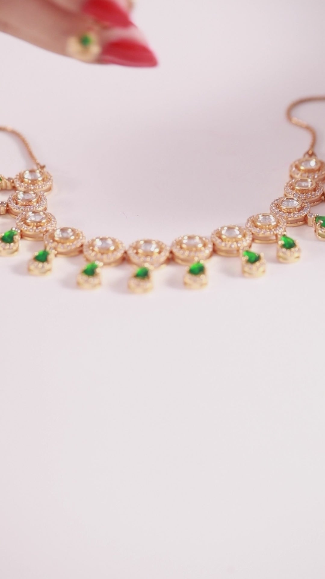 Vintage India Precious Stones Necklace with Earrings
