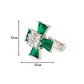 Statement Emerald Ring with Diamonds and Silver - Rhodium Plating (Adjustable)
