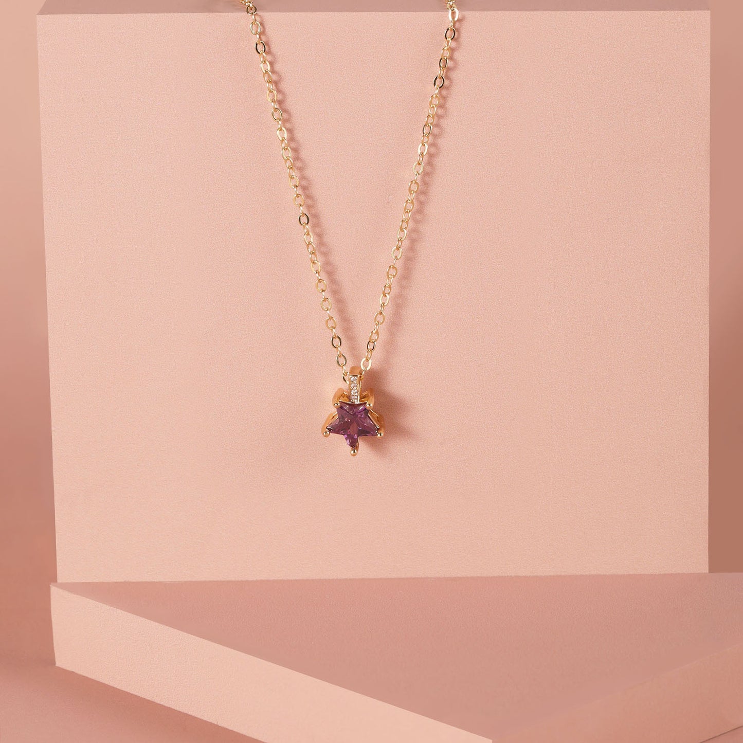 Ruby Star Pendant with Gold Chain