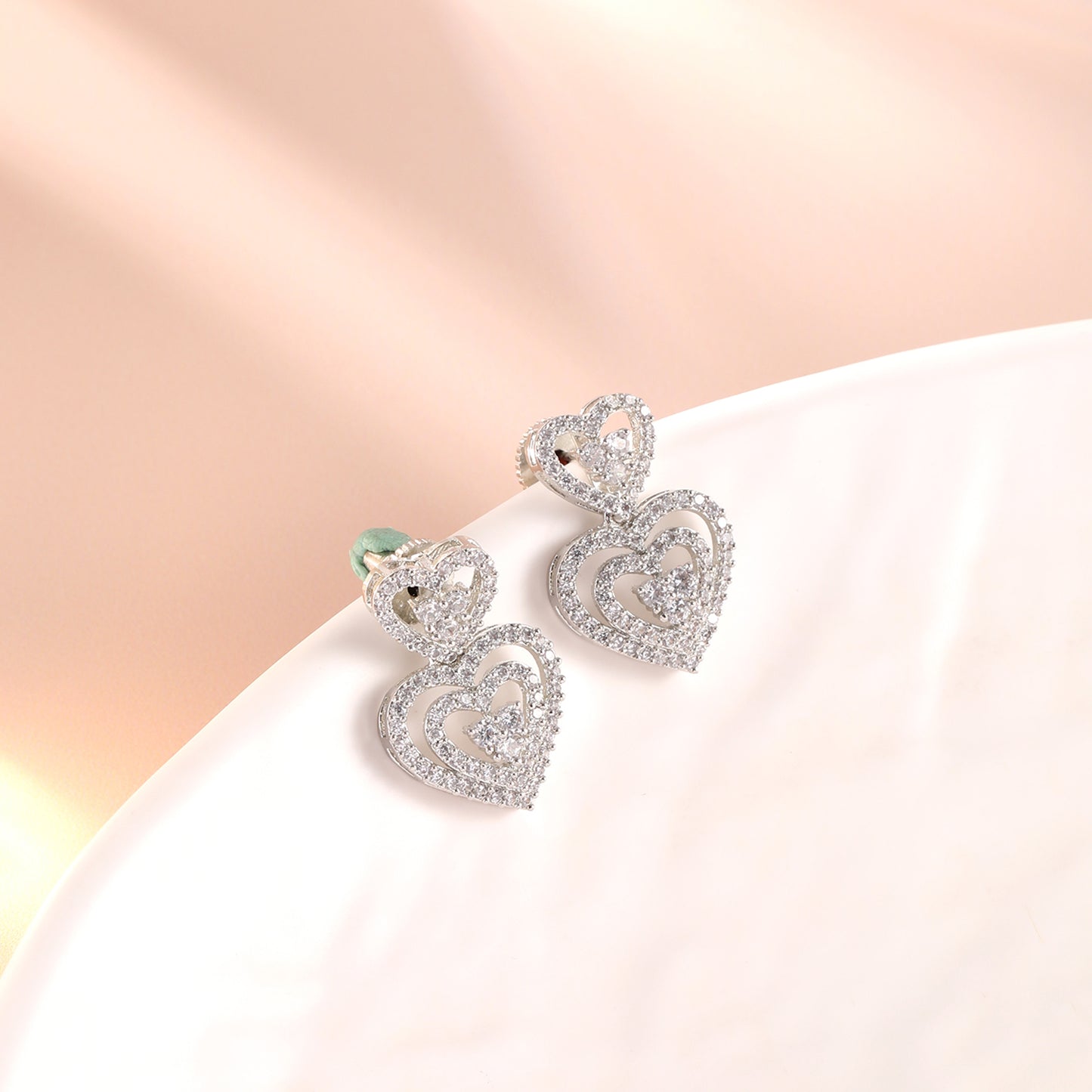 Hearts of Diamonds Silver Earrings