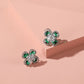 Emerald and American Diamond Flower Studs