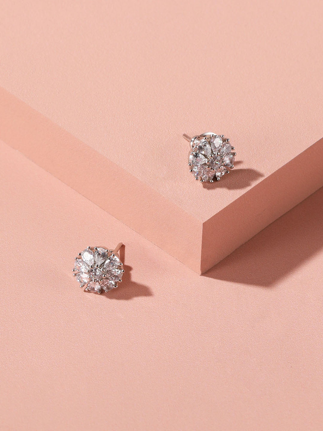 American Diamond Flower Stud Earrings