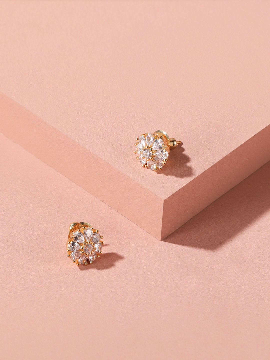 American Diamond Flower Stud Earrings