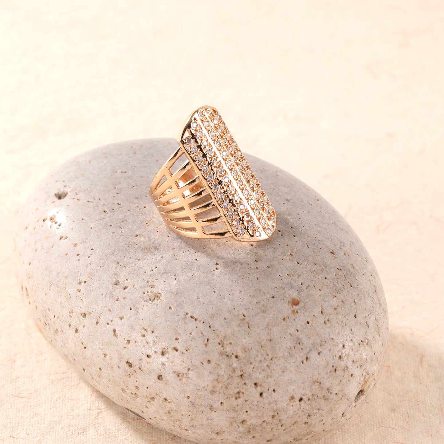 Gold Layered Statement Ring with Serenity Stones