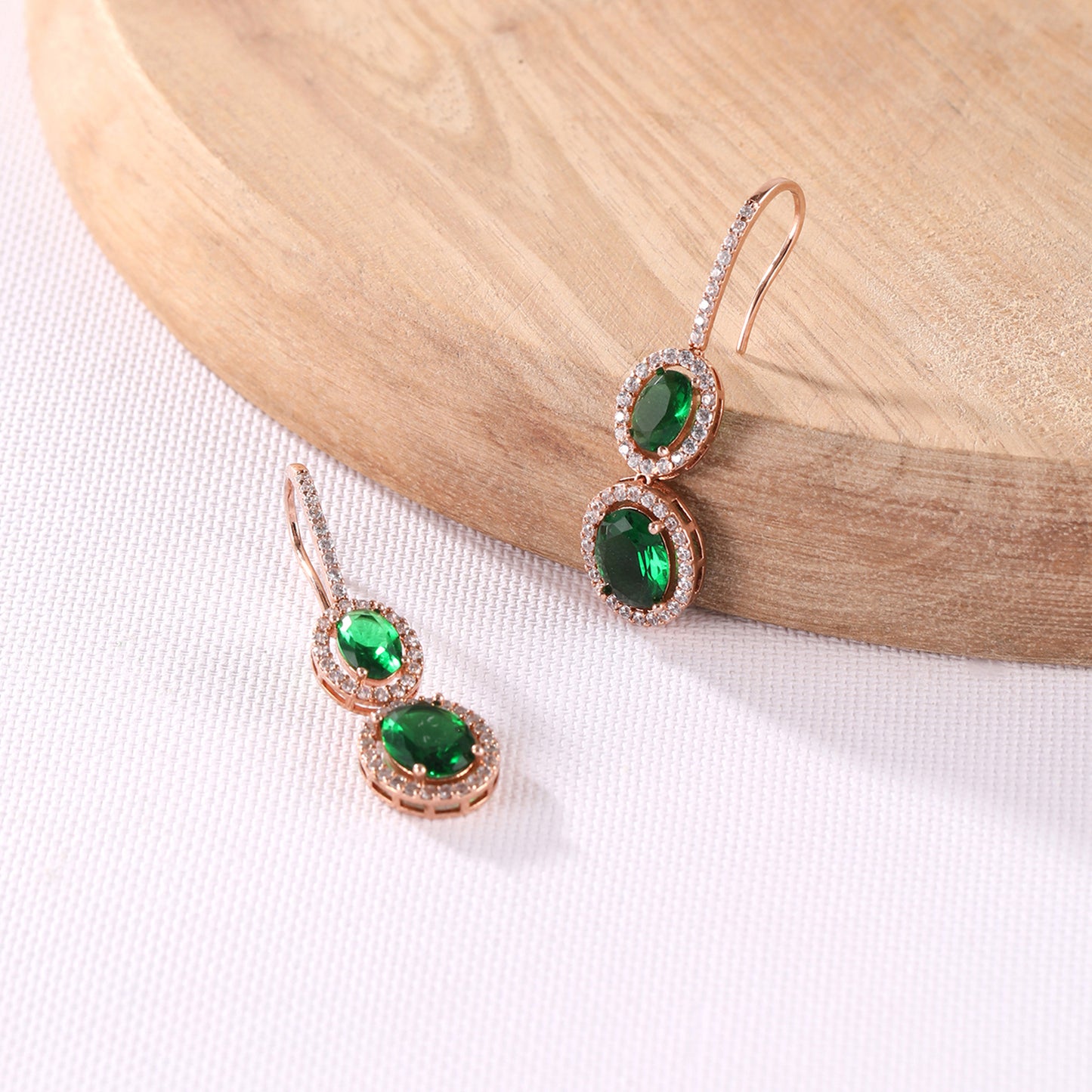 Emerald Sweetheart Earrings with Cubic Zirconia