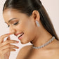 Unique Design Silver Polish Diamond Necklace Set with Earrings