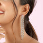 Baguette Studded Women Stylish Long Party Earrings