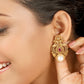 Gold Plated Pearl Traditional Hanging Peacock Earrings