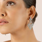 Silver and Jade Chandelier Earrings with Cubic Zirconia