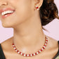 Vintage India Ruby and Glass Stone Necklace Set with Earrings