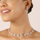 Glass Stone Flower Chain Necklace Set with Earrings