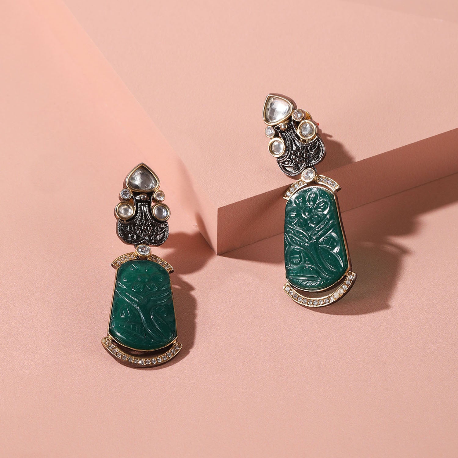 Buy Pearl & Emerald Drop Bloom Earring for Women Online in India