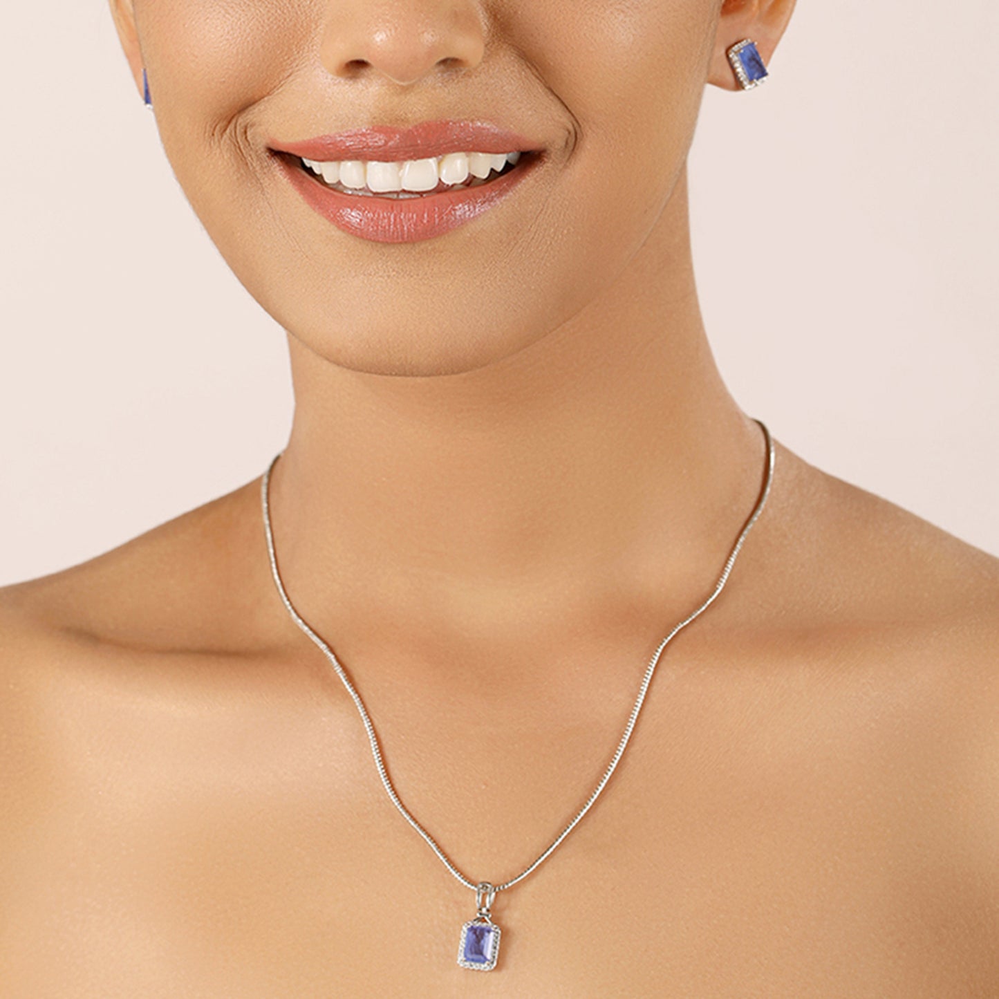 Sapphire Statement Necklace with Earrings
