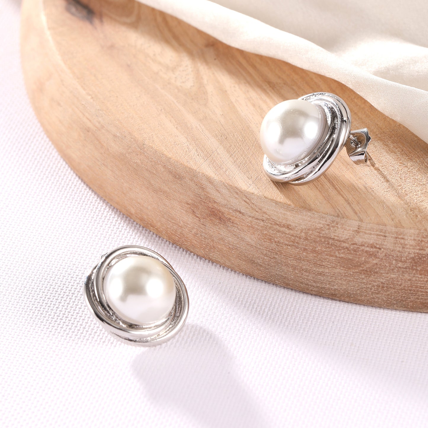 Gold/Silver Swirl with Pearl Earrings