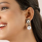 Classic Pearl and American Diamond Drop Statement Earrings