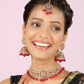 Red Gold Polish Choker Necklace With Earrings And Tika Set