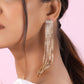 Gold and American Diamond Sparkling Shoulder Length Party Earrings