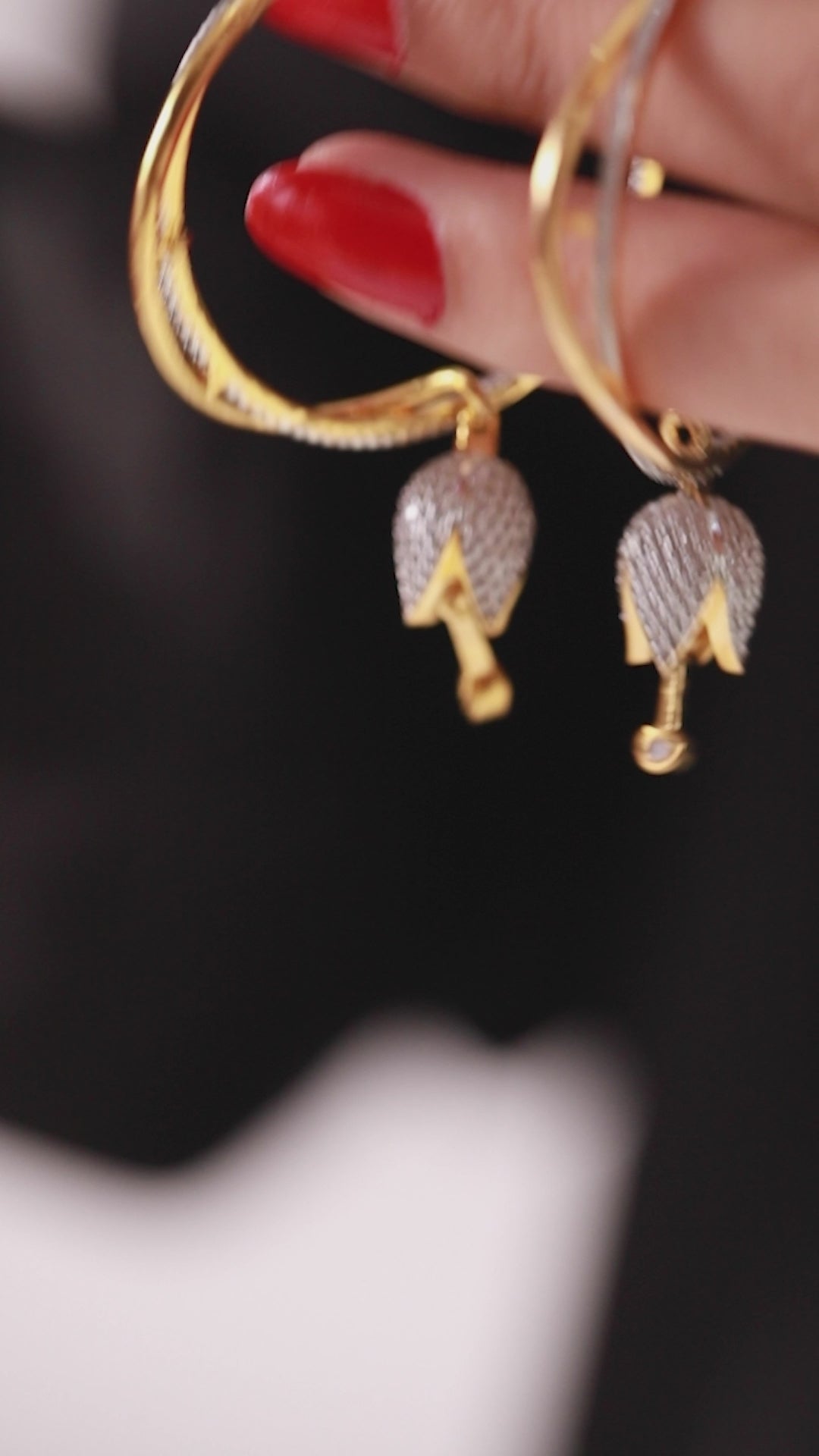 American Diamond Blooming Flower Contemporary Hoop