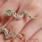 Emerald and American Diamond Serpent Earrings