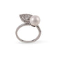 Leaf with Pearl CZ Stone Studded Ring