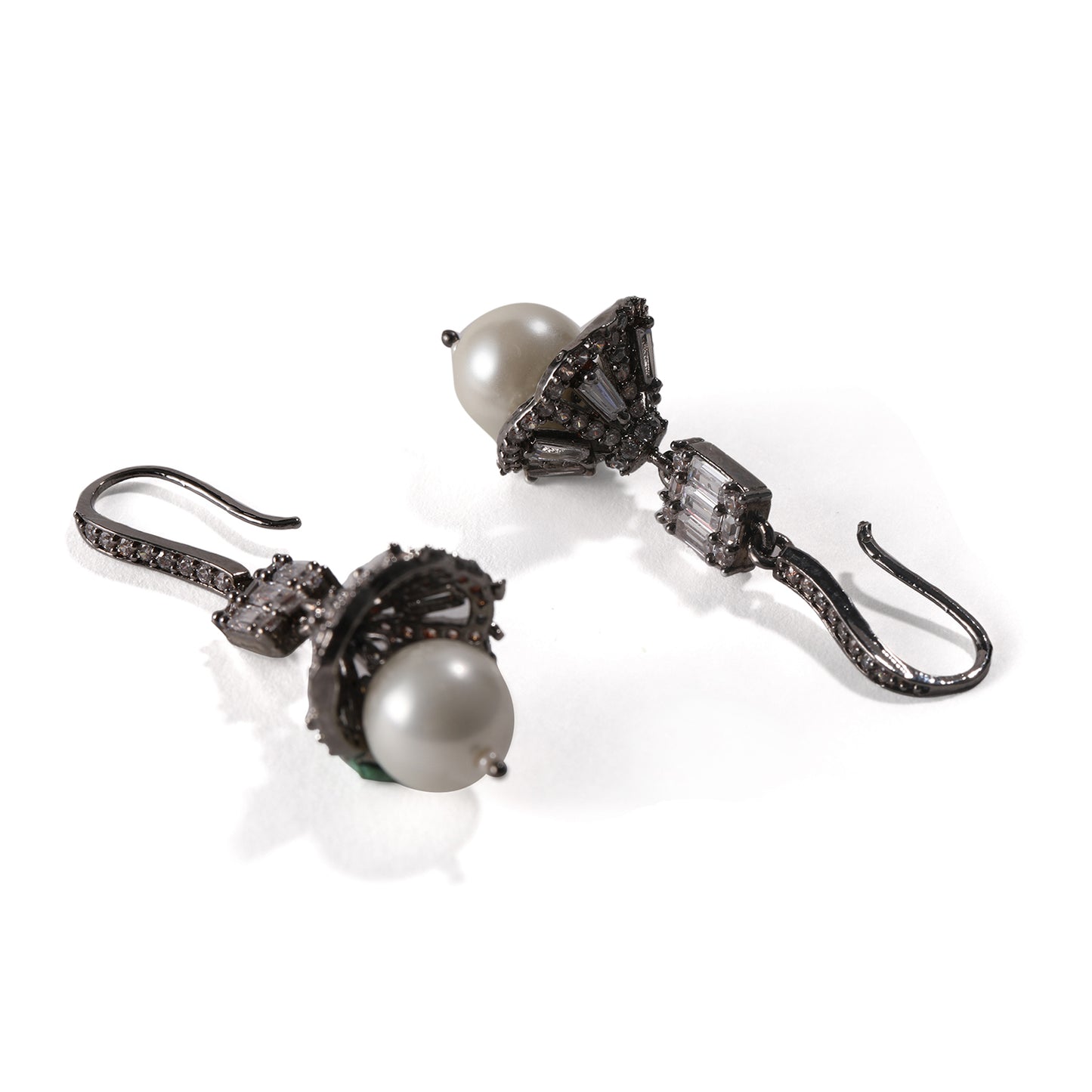 Contemporary American Diamonds Fish Hook Dangler Earrings