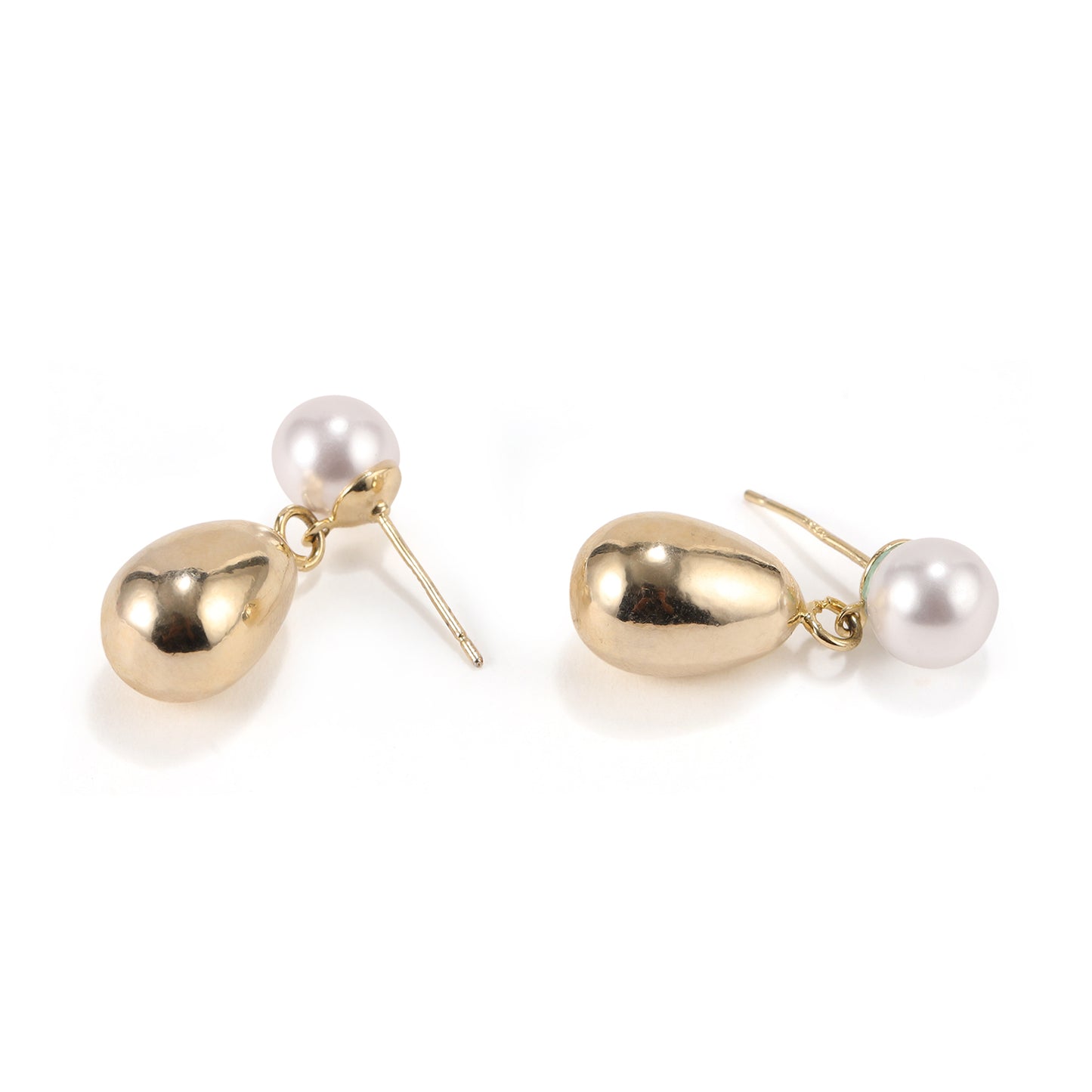Pearl and Golden Teardrop Earrings