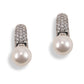 Diamond Cluster Pearl Drop Earrings with Cubic Zirconia