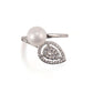 Leaf with Pearl CZ Stone Studded Ring