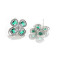 Emerald and American Diamond Flower Studs
