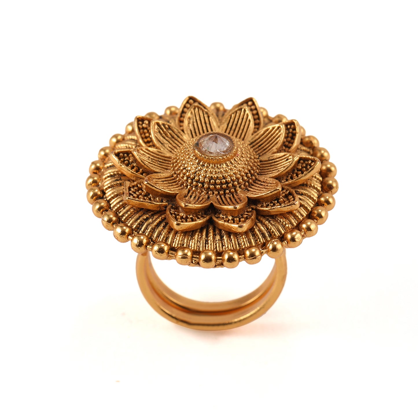 Vintage India Gold Lotus Ring