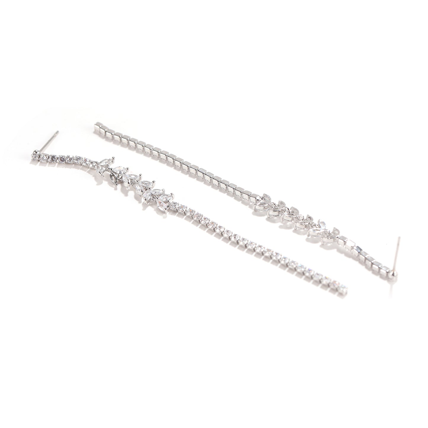 American Diamond Glass Petal Fall Drop Earrings