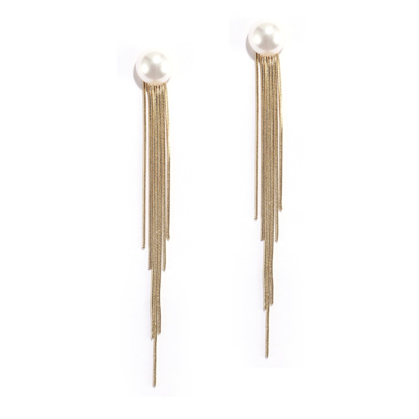 Single Pearl and Gold Dangling Drop Party Earrings