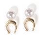 Gold Huggies with Pearl Drop Earrings