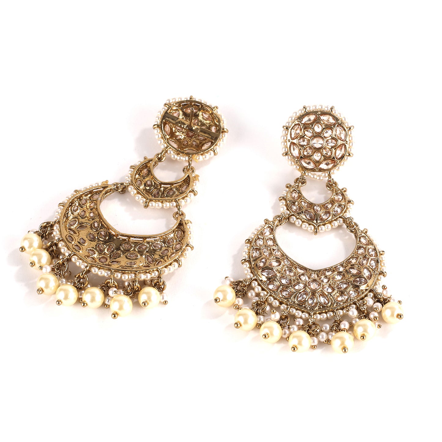 Layered Pearl Drops Antique Long Earrings