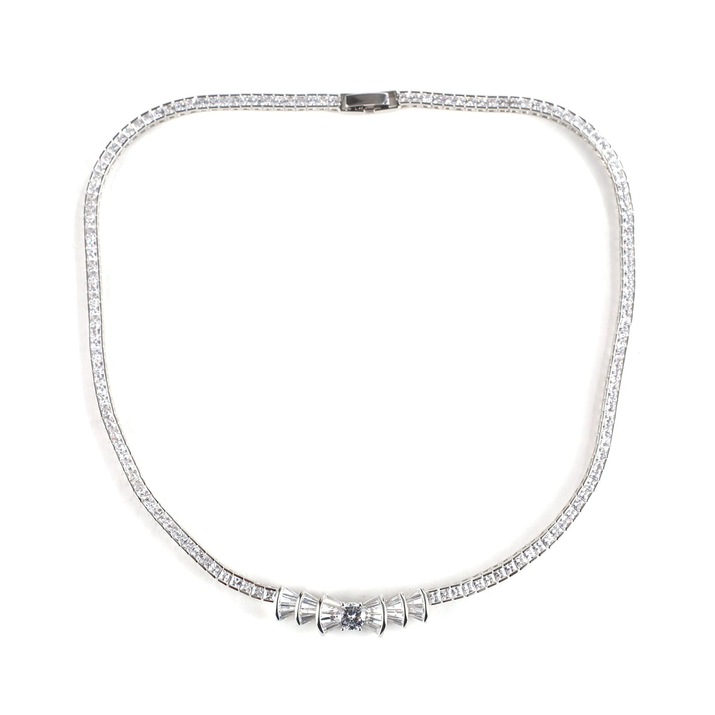 Elizabeth Silver Plated American Diamond Necklace Set