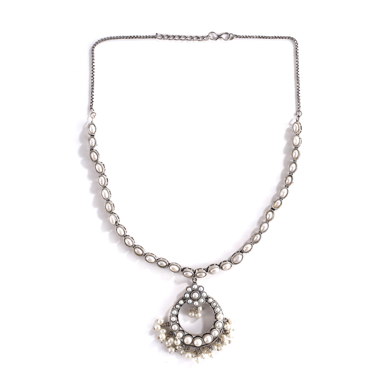 Tribal India Oxidised Pearl Set with Earrings