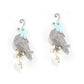 Blue Bird and Pearl Earrings with Cubic Zirconia