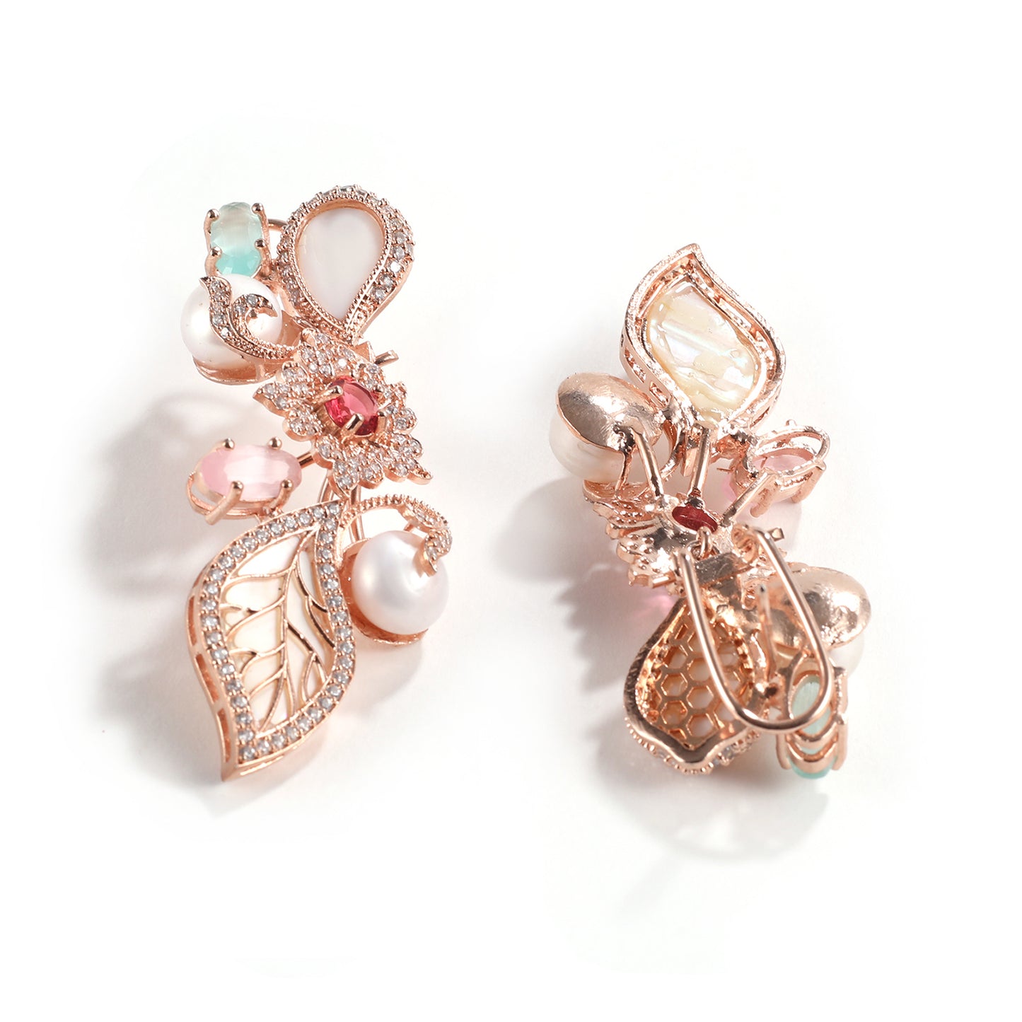 Designer Multi Colour Mother of Pearl Hanging Earrings