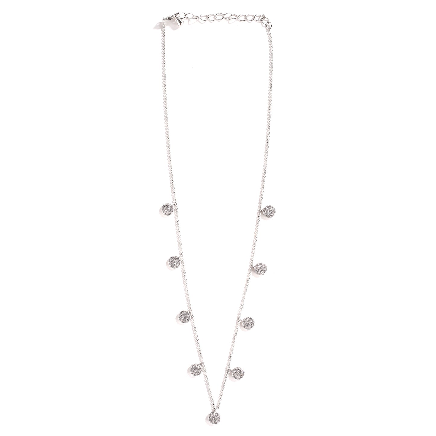 Multiple Pendent Round Neck Silver Necklace with Earrings