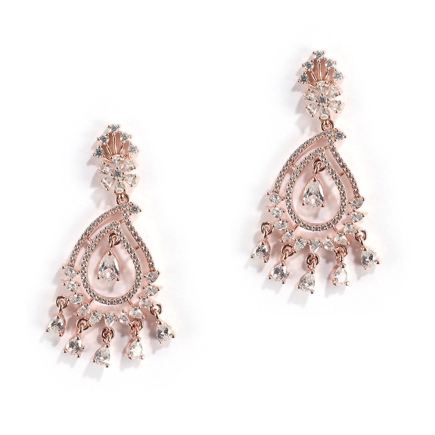 Contemporary Raindrop American Diamond Dangler Earrings